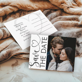 Save the Date Black & White Photo Wedding Ankündigungspostkarte
