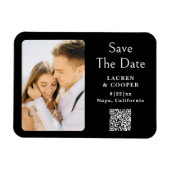 Save The Date Black White Stylish Modern Wedding Magnet (Horizontal)