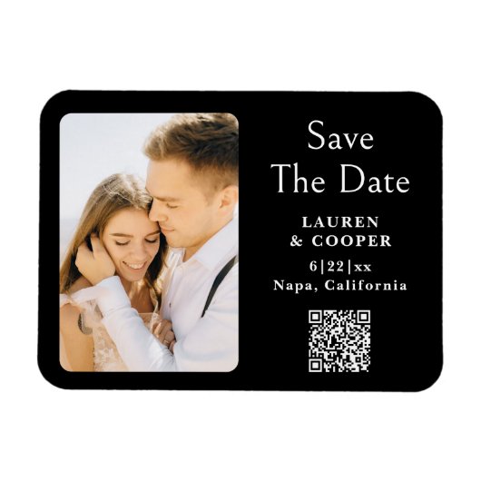 Save The Date Black White Stylish Modern Wedding Magnet (Horizontal)