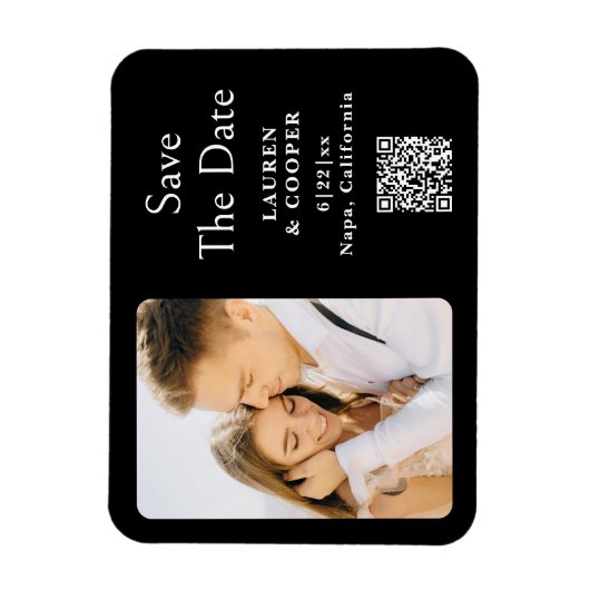 Save The Date Black White Stylish Modern Wedding Magnet (Vertikal)