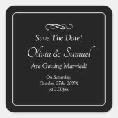 Save The Date - Black & White with Infinity Scroll Quadratischer Aufkleber (Vorderseite)
