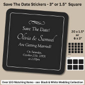 Save The Date - Black & White with Infinity Scroll Quadratischer Aufkleber