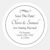 Save The Date - Black & White with Infinity Scroll Runder Aufkleber (Vorderseite)