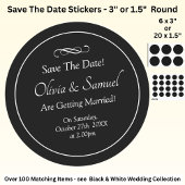 Save The Date - Black & White with Infinity Scroll Runder Aufkleber