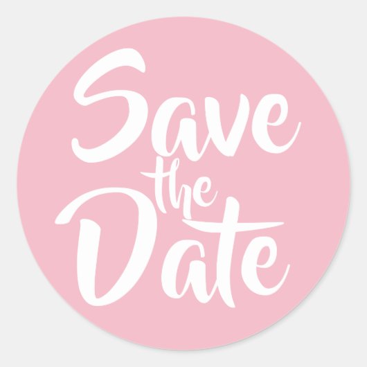 Save the Date blass pink Runder Aufkleber (Vorderseite)