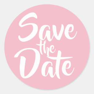 Save the Date blass pink Runder Aufkleber