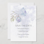 Save the Date Blassblaue Rose und Rose Angesagt Einladung (Vorderseite)