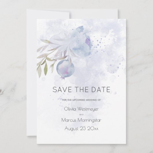 Save the Date Blassblaue Rose und Rose Angesagt Einladung (Vorderseite)