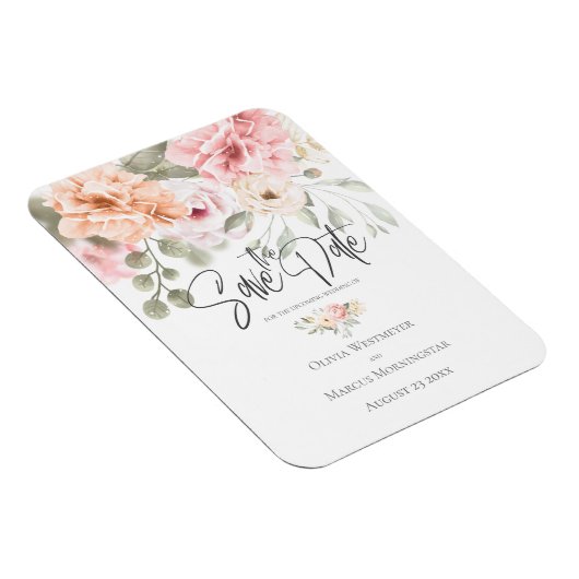 Save the Date Blassrosa Hütte Peonys Magnet (Rechte Seite)