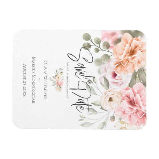 Save the Date Blassrosa Hütte Peonys Magnet (Horizontal)