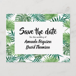 Save the Date Blätter der grünen Palme auf der Pos Ankündigungspostkarte