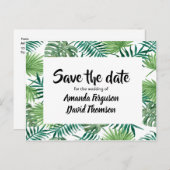 Save the Date Blätter der grünen Palme auf der Pos Ankündigungspostkarte (Vorne/Hinten)