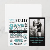 Save the Date (blau) Ankündigung (Vorne/Hinten)