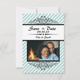 Save the Date blau gestreift - 3x5 Flachbild-Fotok