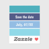 Save the Date blau gestreift Aufkleber (Blatt)