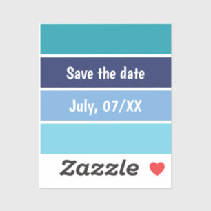 Save the Date blau gestreift Aufkleber