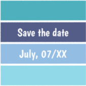 Save the Date blau gestreift Aufkleber (Vorderseite)