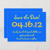 Save the Date blau und gelb Einladung (Vorne/Hinten)