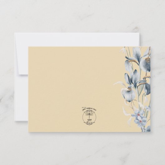 Save the Date blaue Gelb- und Weißblütenkarte (Rückseite)