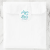 "Save the Date" blaue Hochzeiten Runder Aufkleber (Tasche)