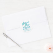 "Save the Date" blaue Hochzeiten Runder Aufkleber (Umschlag)
