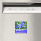 Save the Date, blaue Irisblüten-Blume. Magnet (In Situ (Geschirrspüler))