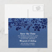 Save the Date blaue Postkarten (Vorne/Hinten)