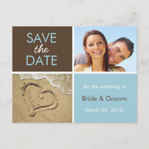 Save the Date blaue und braune Fotokarten