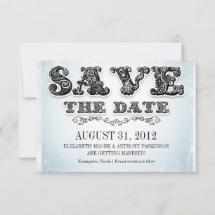 Save the Date blaue Vintage Einladungen