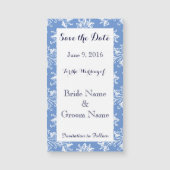Save the Date blaue weiße Damaskop-Magnetkarte Magnetkarte (Vorderseite)