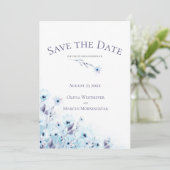 Save the Date Blauer Garten Einladung (Stehend Vorderseite)