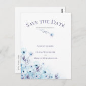 Save the Date Blauer Garten Postkarte (Vorne/Hinten)