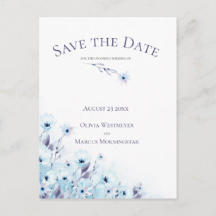 Save the Date Blauer Garten Postkarte