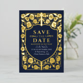 Save the Date blauer Schwertschild Folieneinladung (Stehend vorne)