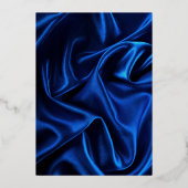 Save the Date blauer Seidenhintergrund Folieneinladung (Rückseite)