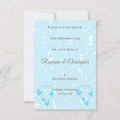 Save the Date Blaufarbige Herzschmetterlinge Einladung (Rückseite)