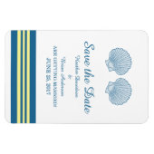 Save the Date blaugelbe Muscheln Magnet (Horizontal)
