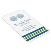 Save the Date blaugelbe Muscheln Magnet (Rechte Seite)