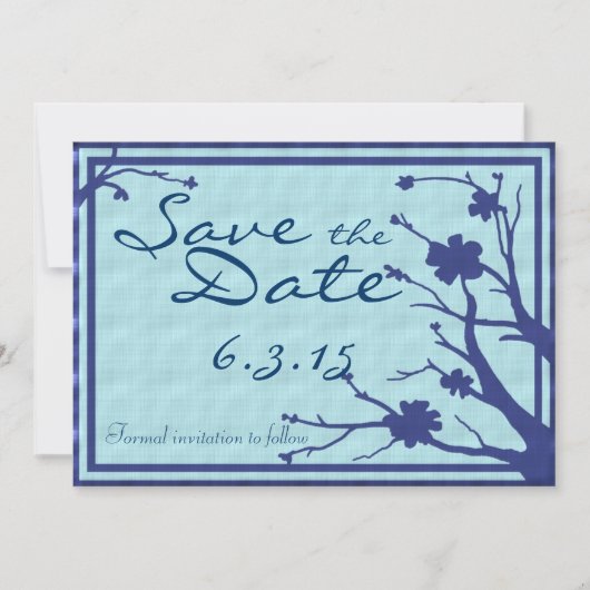Save the Date bläuliche Hochzeitsfeiern (Vorderseite)
