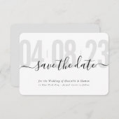 SAVE THE DATE Block moderne Kalligraphie Grauschwa RSVP Karte (Vorne/Hinten)