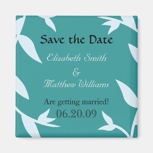 Save the Date Blue 2 Vines Magnet (Vorne)