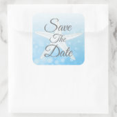 Save the Date Blue Bubble Starfish Hochzeitsticker Quadratischer Aufkleber (Tasche)