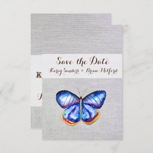 Save the Date Blue Butterfly (Vorne/Hinten)