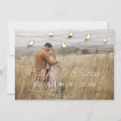 Save the Date Blue Custom Foto Hütte Birds Einladung (Rückseite)