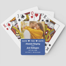 Save the Date Blue Custom Wedding Foto Spielkarten