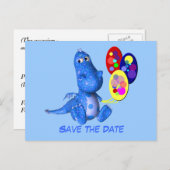Save the Date Blue Dragon Balloons Postcard Ankündigungspostkarte (Vorne/Hinten)
