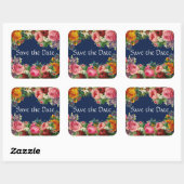 Save the Date Blue Floral Burgundy Rose Stickers (Blatt)