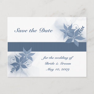 Save the Date - Blue Floral Postcard Ankündigungspostkarte