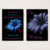 Save the Date Blue Gray Daisy V (Vorne & Hinten)
