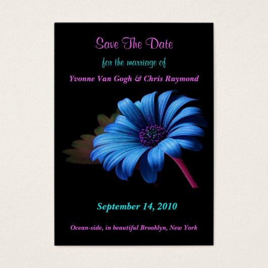 Save the Date Blue Gray Daisy V (Vorderseite)